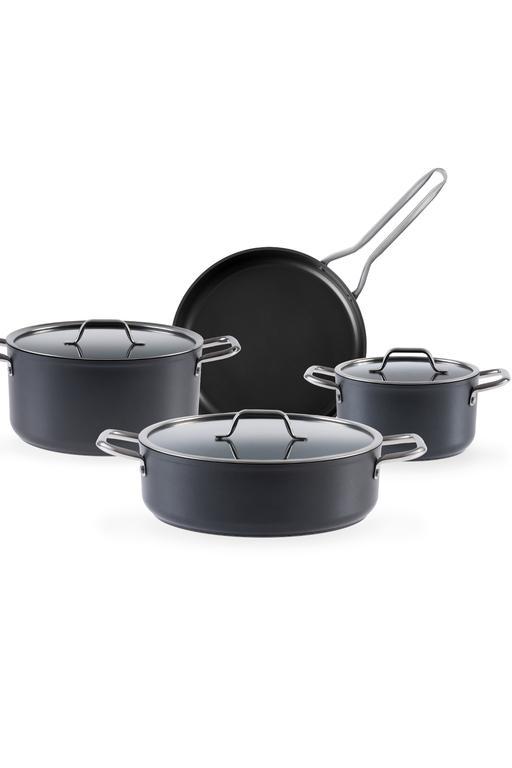 سرویس قابلمه و تابه مادام کوکو مدل Titanium Enamelled هفت پارچه مشکی