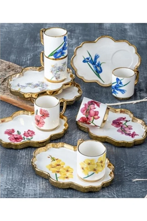 ست فنجان قهوه خوری آجار پلاس مدل Flower Pattern
