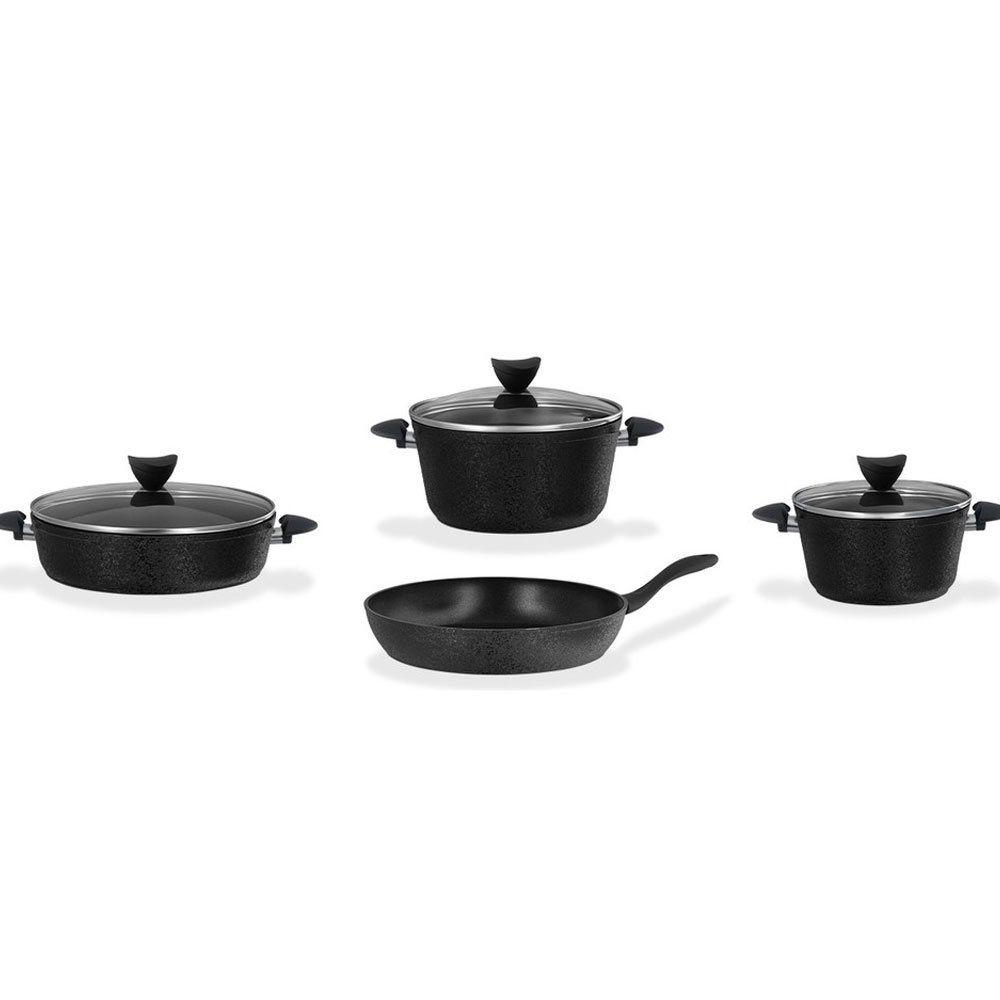 سرویس قابلمه و تابه مادام کوکو مدل Titanium Cookware Set هفت پارچه مشکی